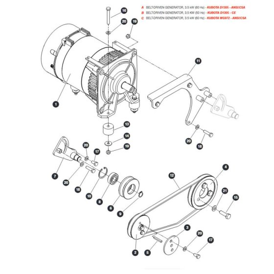 Belt-Driven Generator - 3 5 kW for Skyjack SJ9664 RT Scissor Lift