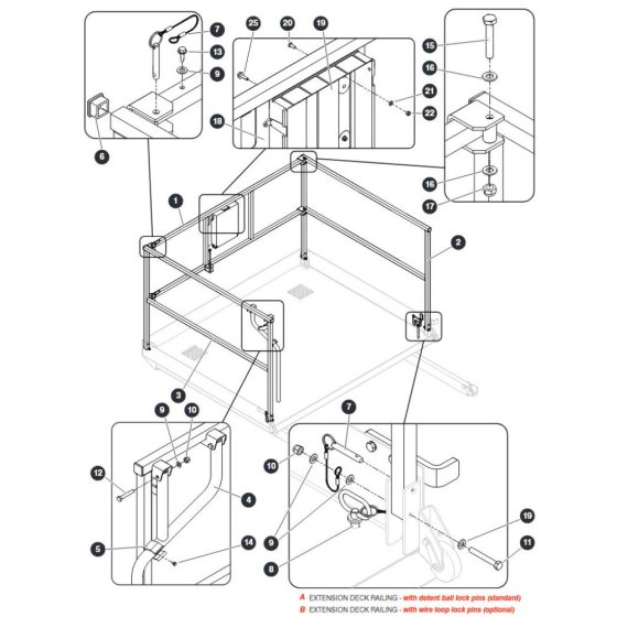 Extension Deck Railings for Skyjack SJ9664 RT Scissor Lift