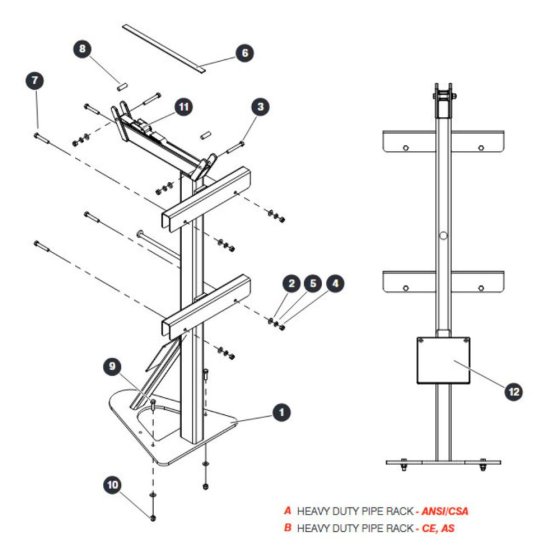 Heavy Duty Pipe Rack for Skyjack SJ9664 RT Scissor Lift