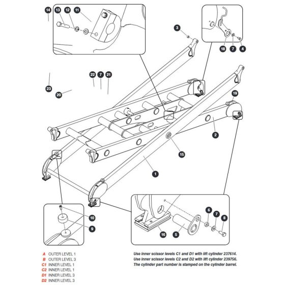 Scissor Level 1/3 for Skyjack SJ9664 RT Scissor Lift