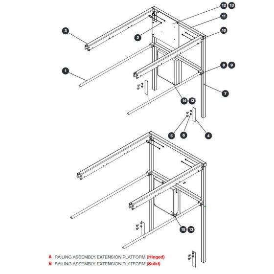 Extension Platform Railing Assembly for Skyjack SJIII 3215 (10000996 - 10999999) DC Scissor Lift