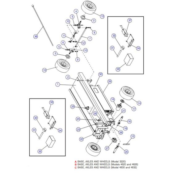 Base, Axle, Wheel (Model 3220, 4620, 4626, 4830, 4832) Assembly for Skyjack SJIII 3220 DC Scissor Lift
