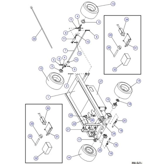 Base, Axle, Wheel (Model 6826, 6832) Assembly for Skyjack SJIII 3220 DC Scissor Lift