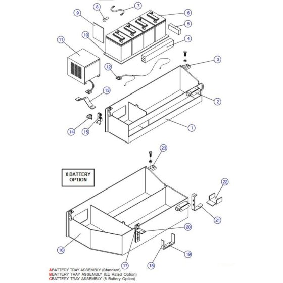 Battery Tray (6826, 6832) Assembly for Skyjack SJIII 3220 DC Scissor Lift