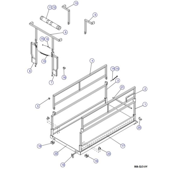 Main Platform, Hinged Railings (Model 4830, 4832) Assembly for Skyjack SJIII 3220 DC Scissor Lift