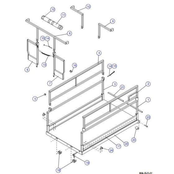 Main Platform, Hinged Railings (Model 6826) Assembly for Skyjack SJIII 3220 DC Scissor Lift