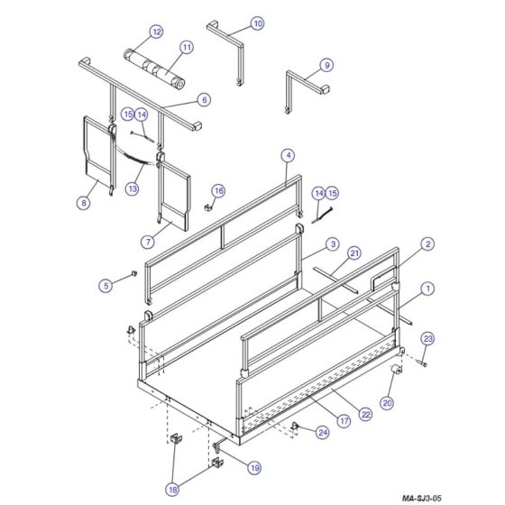 Main Platform, Hinged Railings (Model 6832) Assembly for Skyjack SJIII 3220 DC Scissor Lift