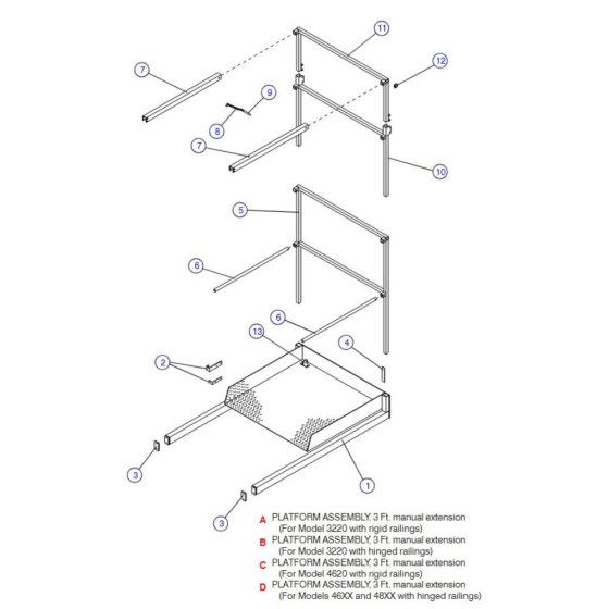 3 FT Manual Extension Platform (Model 3220, 4620, 4626, 4830 4832) Assembly for Skyjack SJIII 3220 DC Scissor Lift