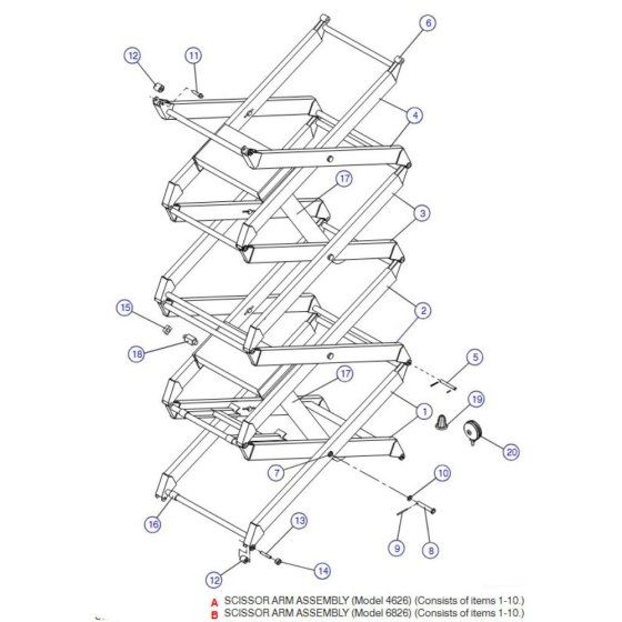 Scissor Arm (Model 4626, 6826) Assembly for Skyjack SJIII 3220 DC Scissor Lift