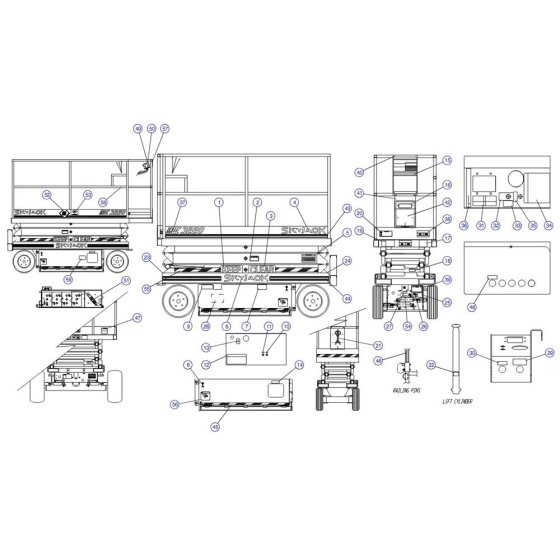 Labels and Nameplates ANSI/SIA and CSA for Skyjack SJIII 4620 (66005 - 66429 700000 - 704418) DC Scissor Lift