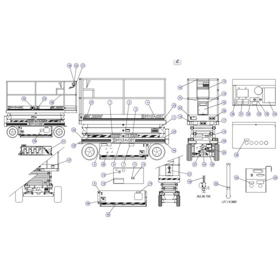Labels and Nameplates ANSI/SIA and CSA for Skyjack SJIII 4626 (700000 - 704418) DC Scissor Lift