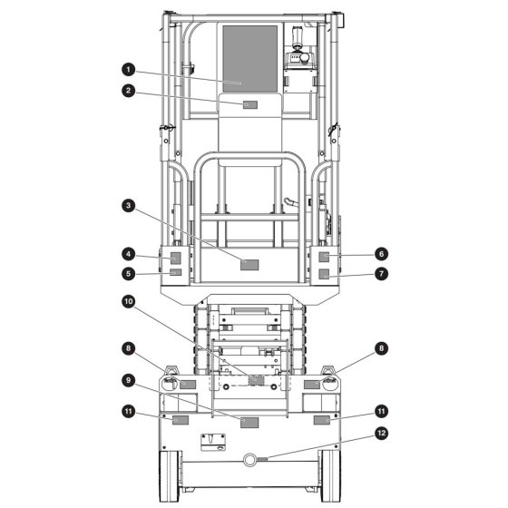 Decals (Rear) for Skyjack SJ3014 Micro DC Scissor Lift