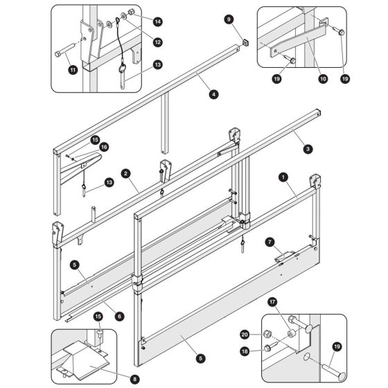 Main Platform Hinged Railing Assembly for Skyjack SJ3215 E DC Scissor Lift