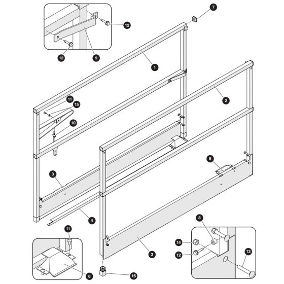 Main Platform Solid Railing Assembly for Skyjack SJ3215 E DC Scissor Lift