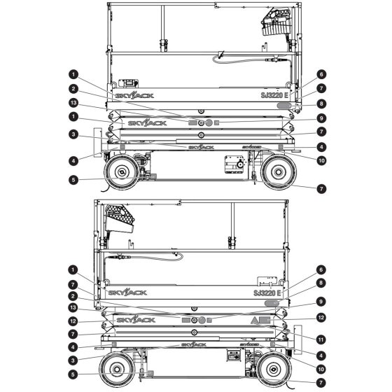 Decals for Skyjack SJ3220 E DC Scissor Lift