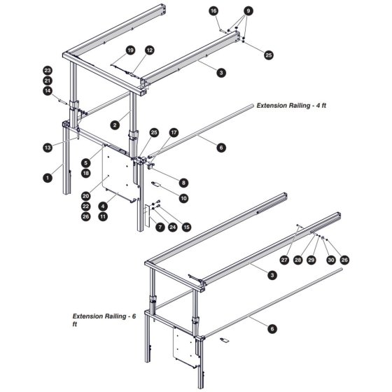 Extension Railing Assembly for Skyjack SJ3226 DC Scissor Lift