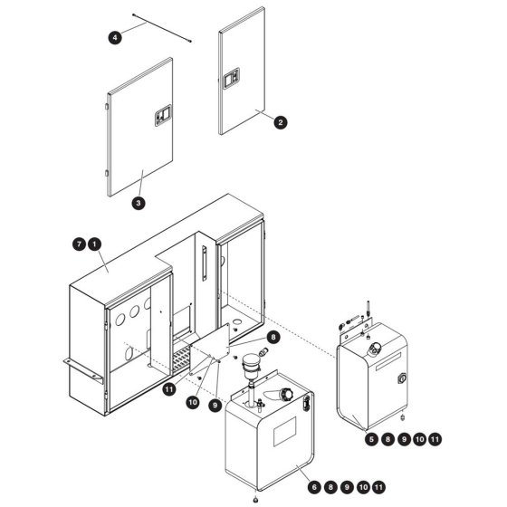 Fuel, Hydraulic Tank Cabinet Assembly for Skyjack SJ8841 RT Scissor Lift