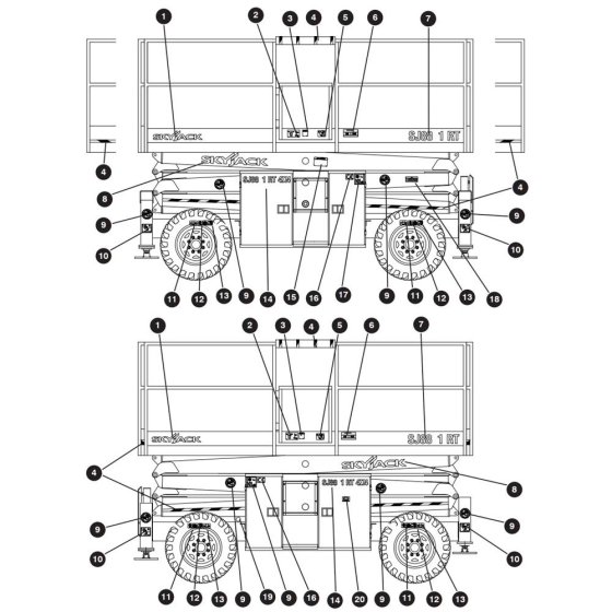 Decals for Skyjack SJ8841 RT Scissor Lift