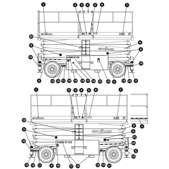 Decals for Skyjack SJ9250 RT Scissor Lift
