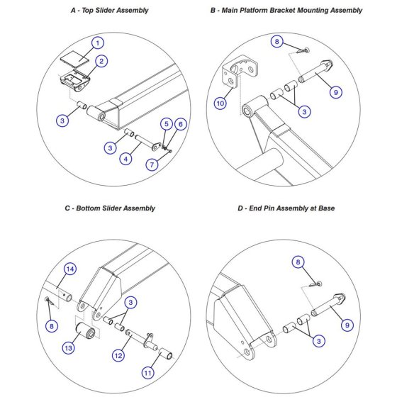 Scissor Arm Mounting Assembly for Skyjack SJIII 3226 DC Scissor Lift