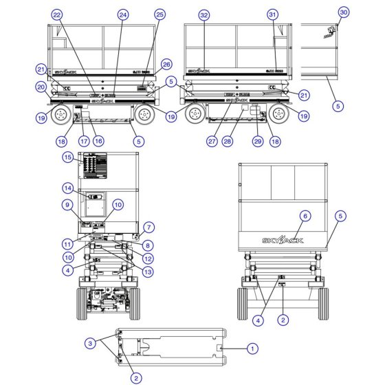 Decals -1 for Skyjack SJIII 3226 DC Scissor Lift
