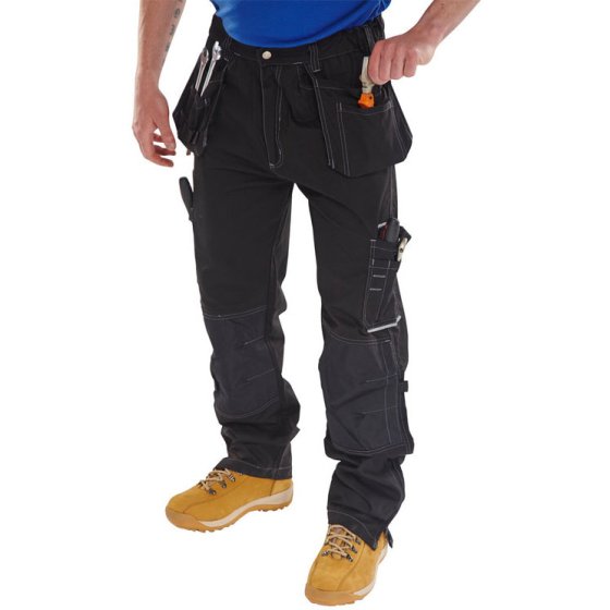 Multi Purpose Trousers Poly/Cotton External Knee Pouches Reg Fit Black 38
