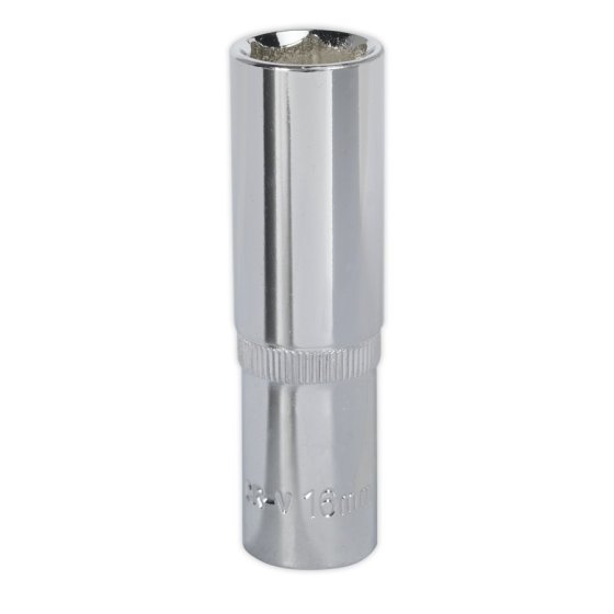 WallDrive Socket 16mm Deep 1/2"Sq Drive Fully Polished Sealey Part No. SP1216D