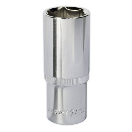 WallDrive Socket 24mm Deep 1/2"Sq Drive Fully Polished Sealey Part No. SP1224D