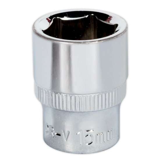 WallDrive Socket 15mm 3/8"Sq Drive Fully Polished Sealey Part No. SP3815