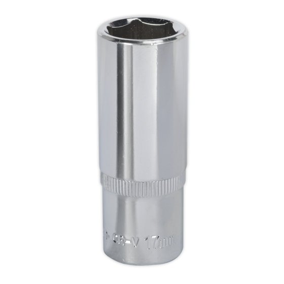 WallDrive Socket 17mm Deep 3/8"Sq Drive Fully Polished Sealey Part No. SP3817D