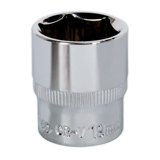 WallDrive Socket 19mm 3/8"Sq Drive Fully Polished Sealey Part No. SP3819