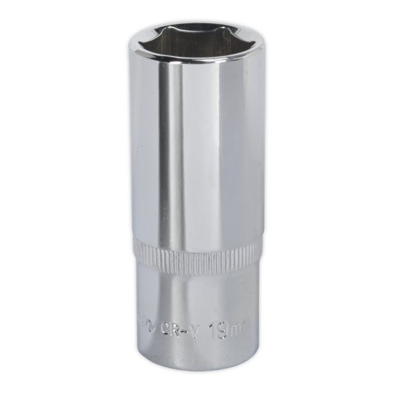 WallDrive Socket 19mm Deep 3/8"Sq Drive Fully Polished Sealey Part No. SP3819D