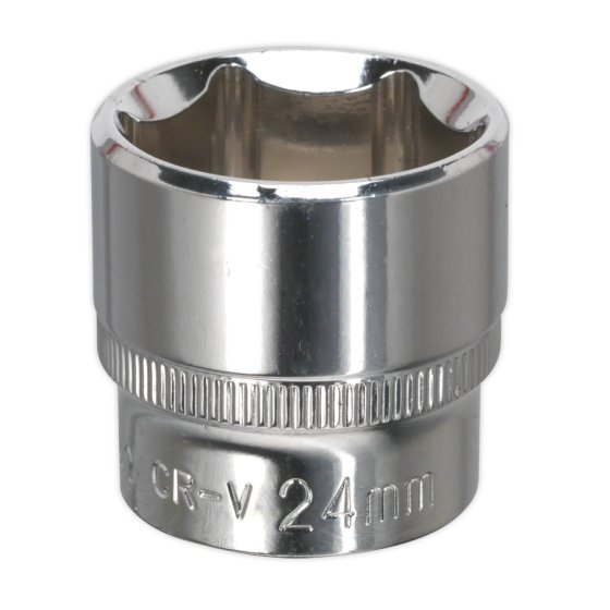 WallDrive Socket 24mm 3/8"Sq Drive Fully Polished Sealey Part No. SP3824
