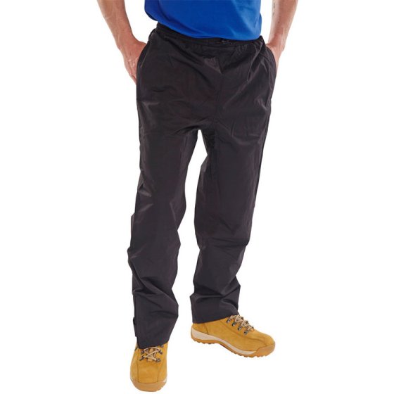 Springfield Trousers Tasoft PU Breathable Nylon Elasticated Waist Black Med