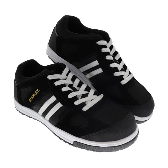 UK Size 10 Stanley Cody S1P Safety Trainers Black/White Stripe - Steel Toecap, Oil Resistant Sole