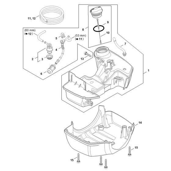 Fuel Tank Assembly for Stihl FS411C