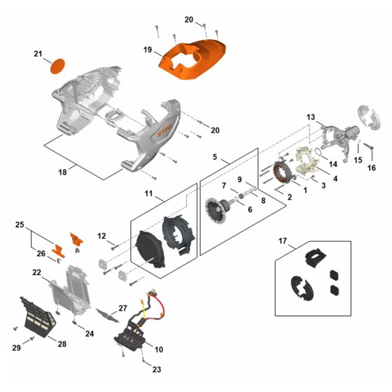 Motor Housing Assembly for Stihl HLA 140 B Hedgetrimmer