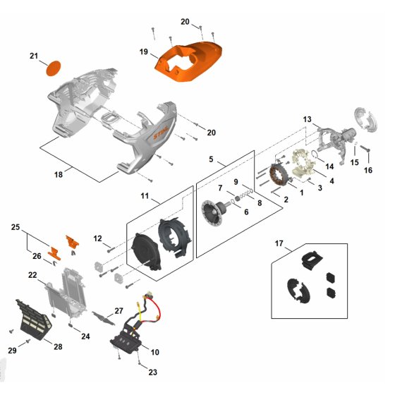 Motor Housing  Assembly for Stihl HLA 140 K-B Hedgetrimmer