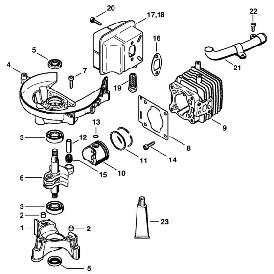 Crankcase, Cylinder Assembly for Stihl HS86R Hedgetrimmer