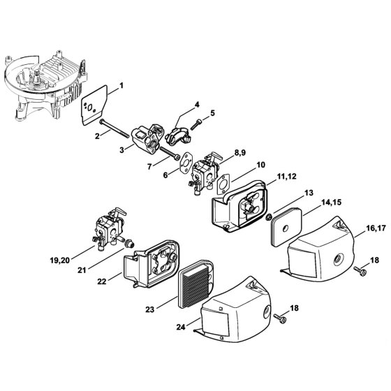 Air Filter Assembly for Stihl HS86R Hedgetrimmer