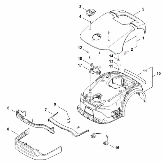 Machine Cover Assembly for Stihl iMOW 3.0 EVO Mower