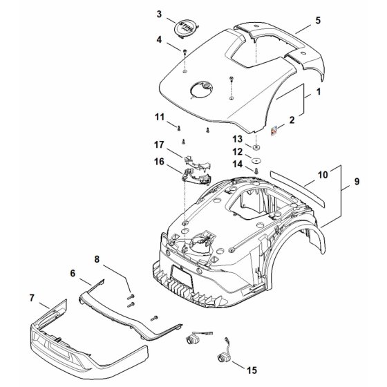 Machine Cover Assembly for Stihl iMOW 4.0 Mower