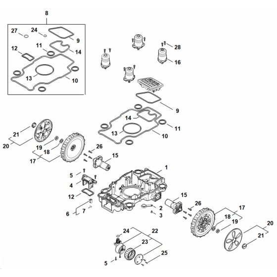 Lower Housing, Chassis Assembly for Stihl iMOW 4.0 EVO Mower