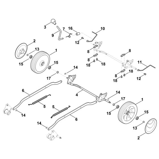 Rear Axle, Height Adjustment Assembly for Stihl RM 4.0 RT Mower