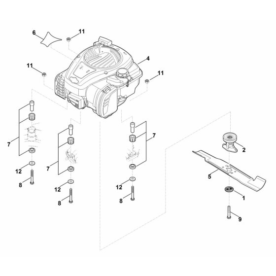 Engine, Blade Assembly for Stihl RMA 448 T Mower