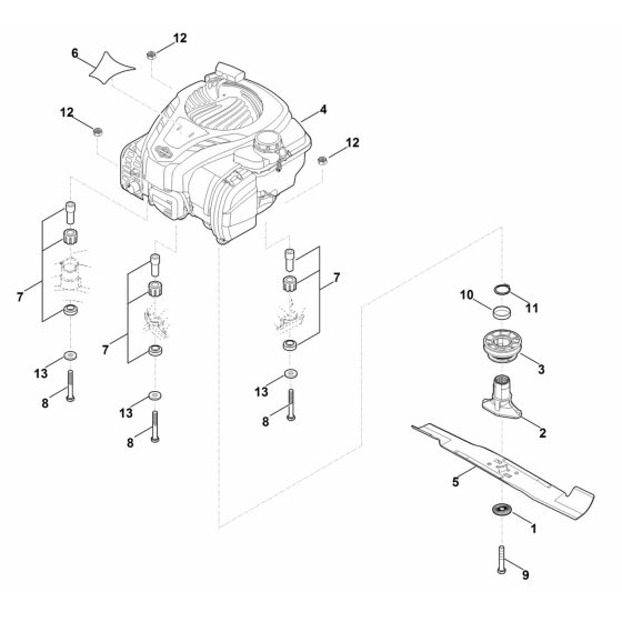 Engine, Blade Assembly for Stihl RM 448 VC Mower