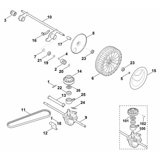Gear Box Shaft Assembly for Stihl RM 545 VM Mower