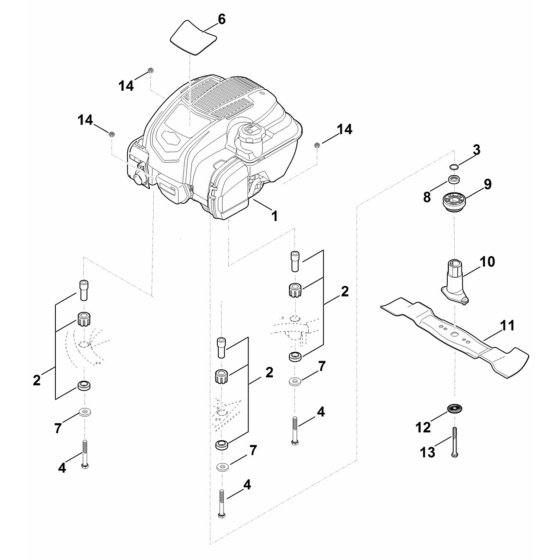 Engine Blade Assembly for Stihl RM 545 VM Mower