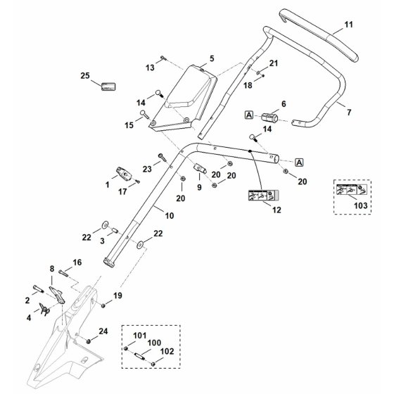 Handle Assembly (Lower Part) for Stihl RM 650 T Mower