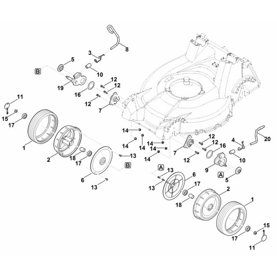 Front Wheel Housing Assembly for Stihl RM 756 YC Mower